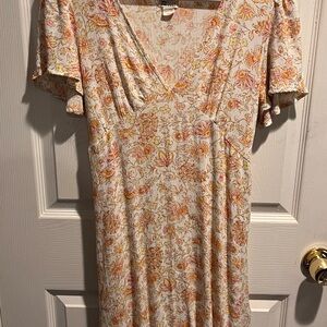 Billabong Floral Midi Dress in Pink and Orange